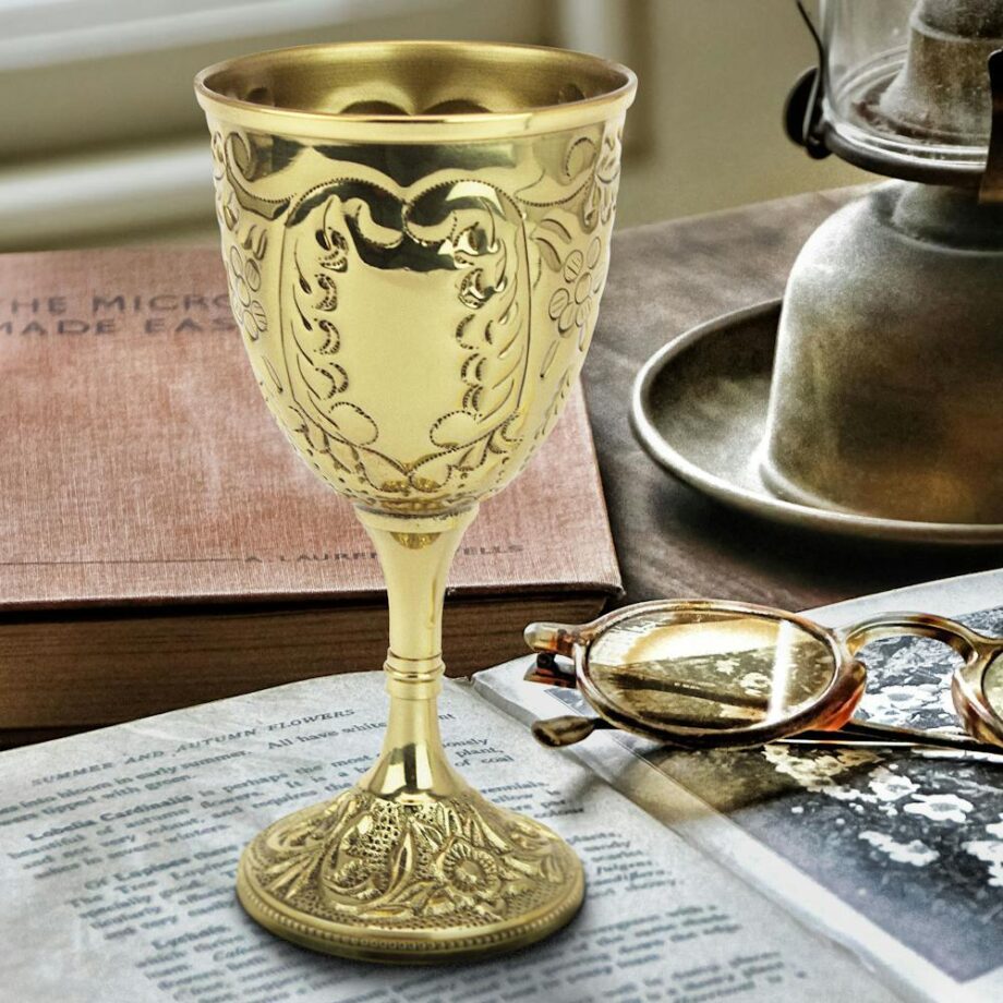 The King's Royal Chalice Embossed Brass Goblet: Each TV8004