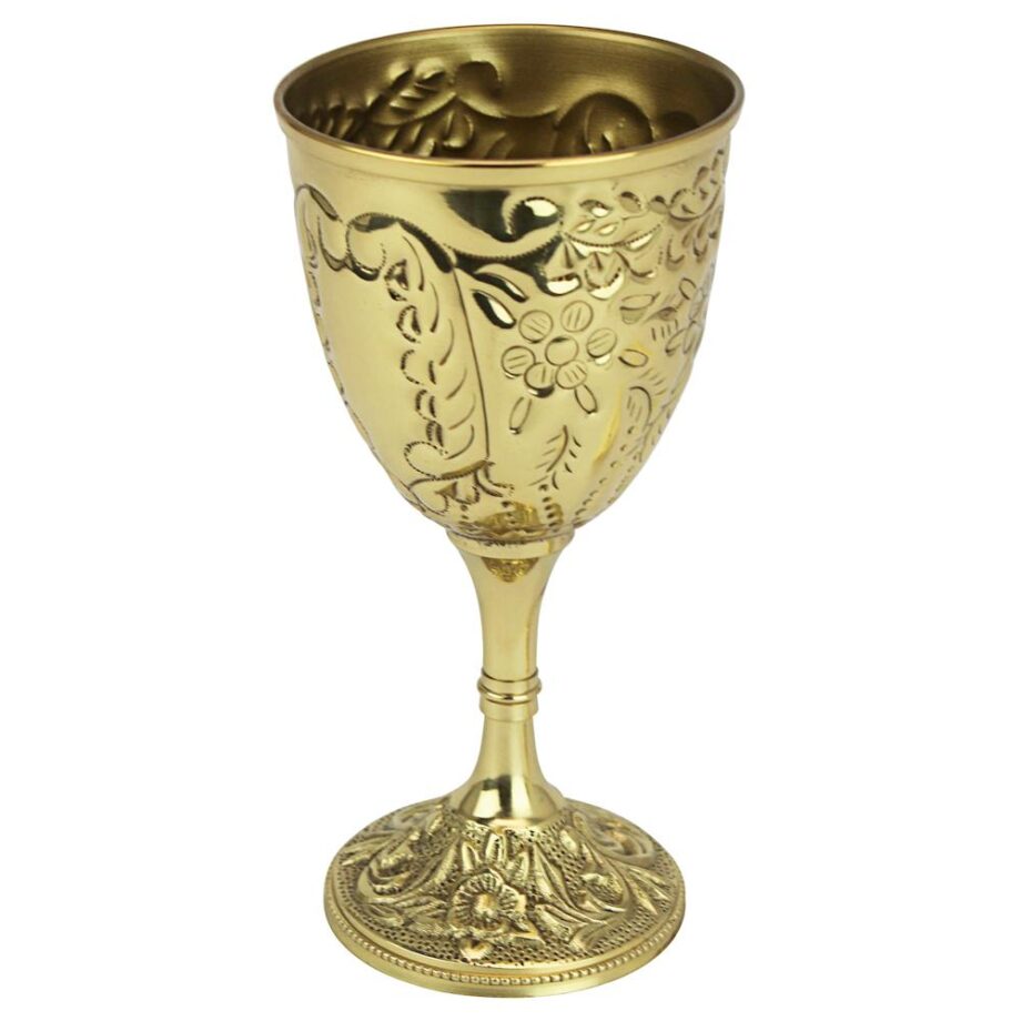 The King's Royal Chalice Embossed Brass Goblet: Each