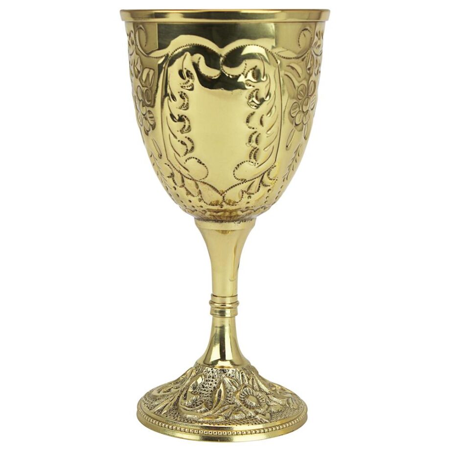 The King's Royal Chalice Embossed Brass Goblet: Each