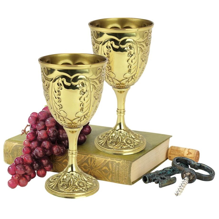 The King's Royal Chalice Embossed Brass Goblet: Each