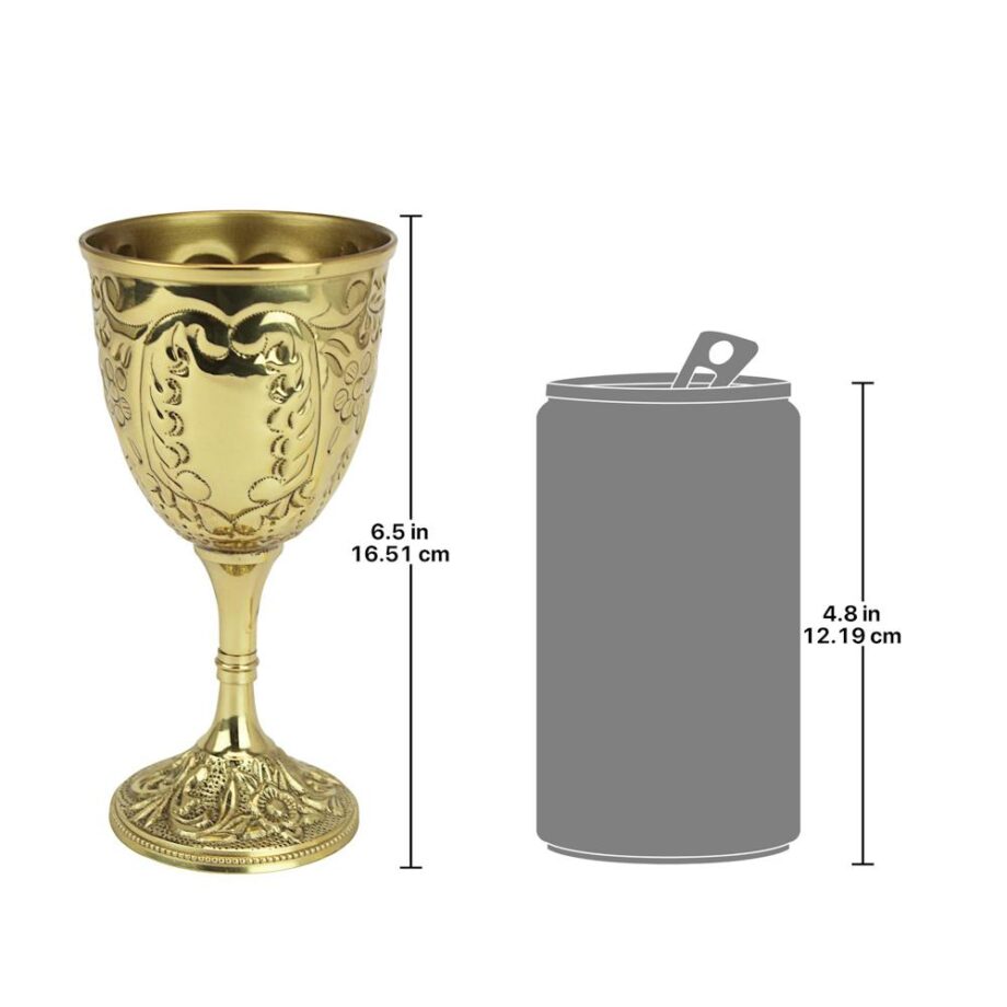 The King's Royal Chalice Embossed Brass Goblet: Each