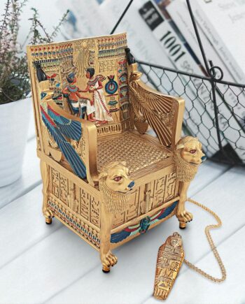 King Tut's Golden Throne Egyptian Treasure Box QL14557