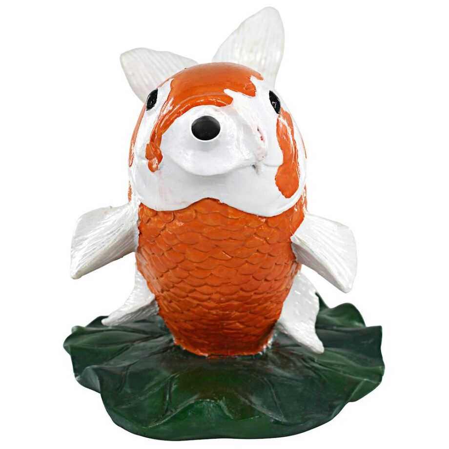 Kohaku Asian Koi Spitter Piped Statue