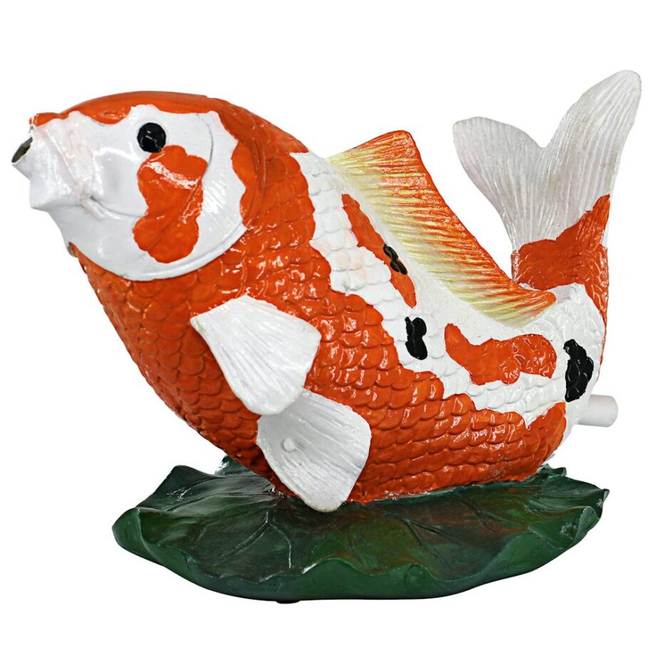 Kohaku Asian Koi Spitter Piped Statue