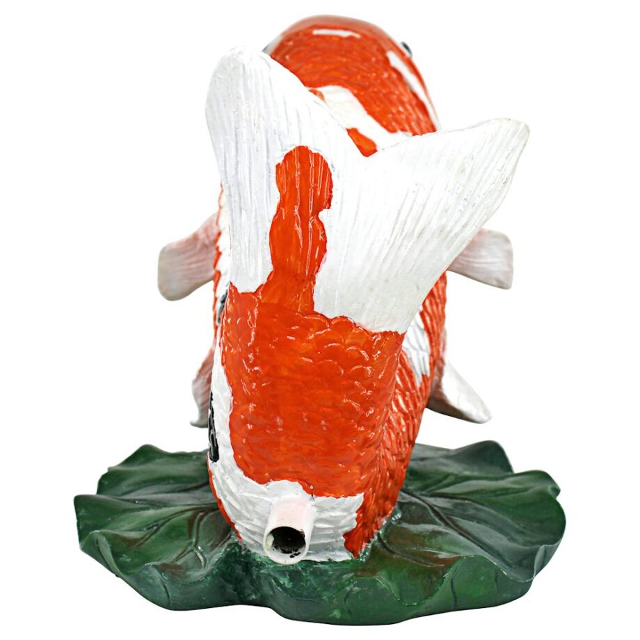 Kohaku Asian Koi Spitter Piped Statue