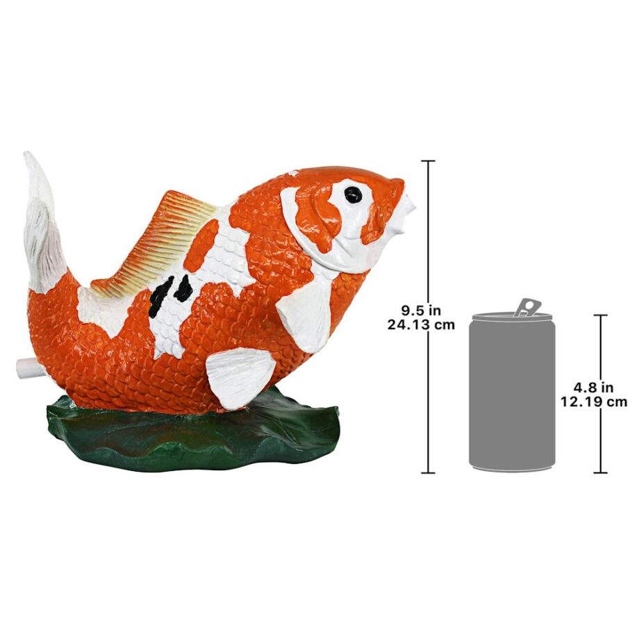 Kohaku Asian Koi Spitter Piped Statue