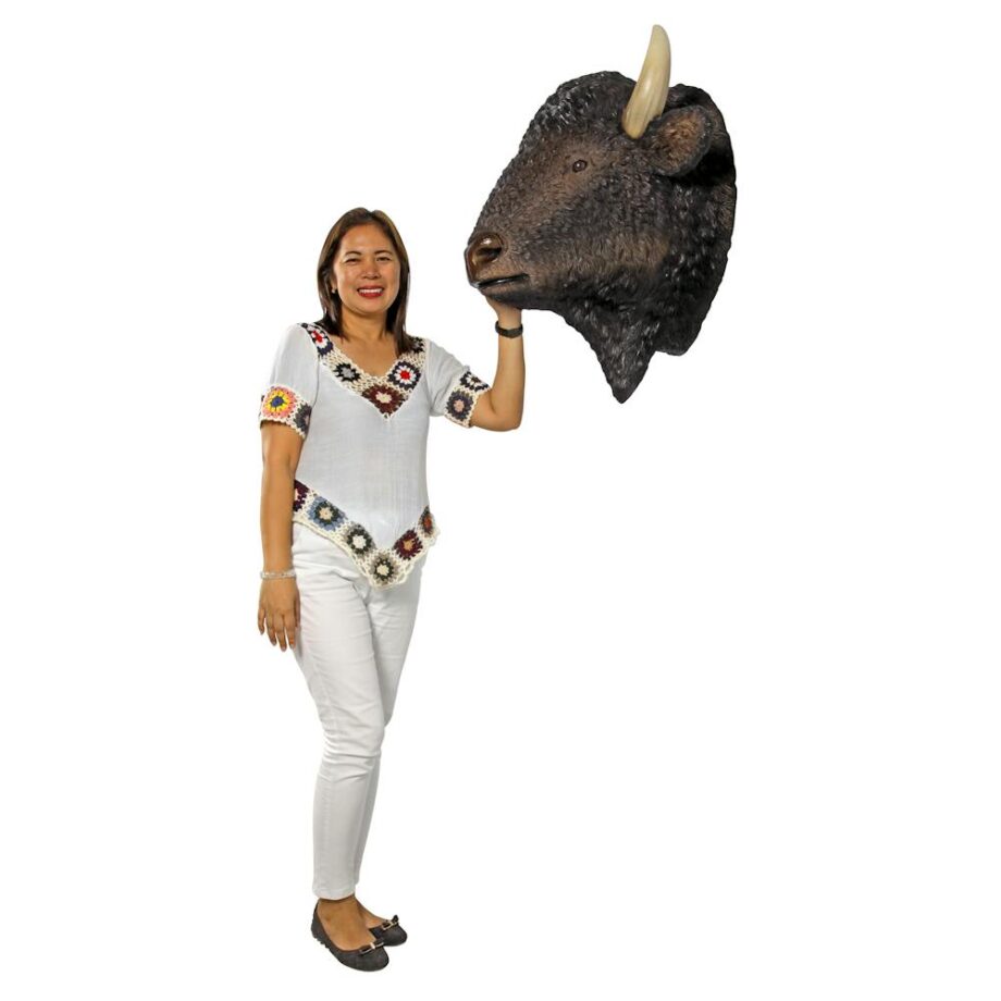 Large Scale Buffalo of the Great Plains Trophy Wall Statue