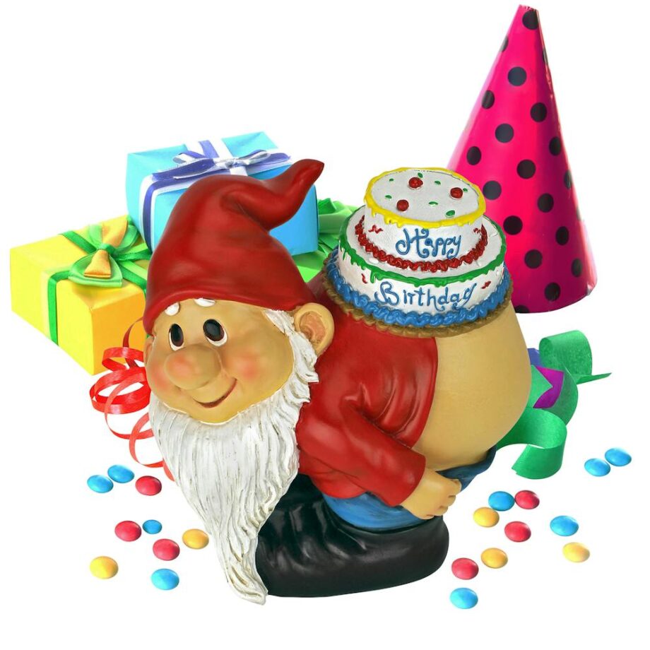 Loonie Moonie Happy Birthday Garden Gnome Statue QM17044