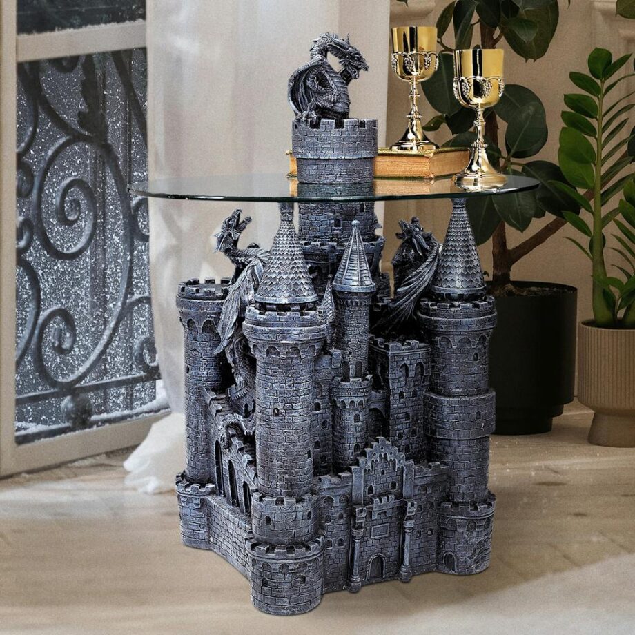 Lord Langton's Gothic Dragon Castle Glass-Topped Sculptural Table CL0006