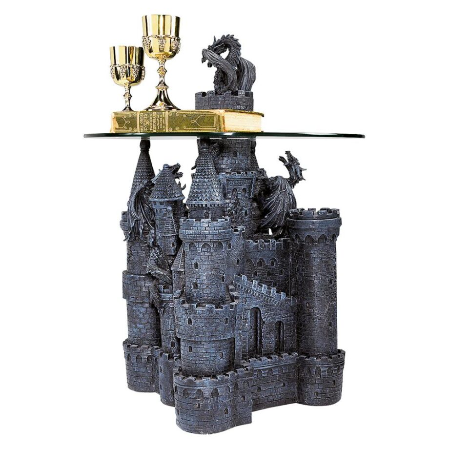 Lord Langton's Gothic Dragon Castle Glass-Topped Sculptural Table