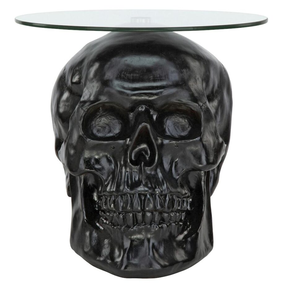 Lost Souls Gothic Skull Glass-Topped Table: Black