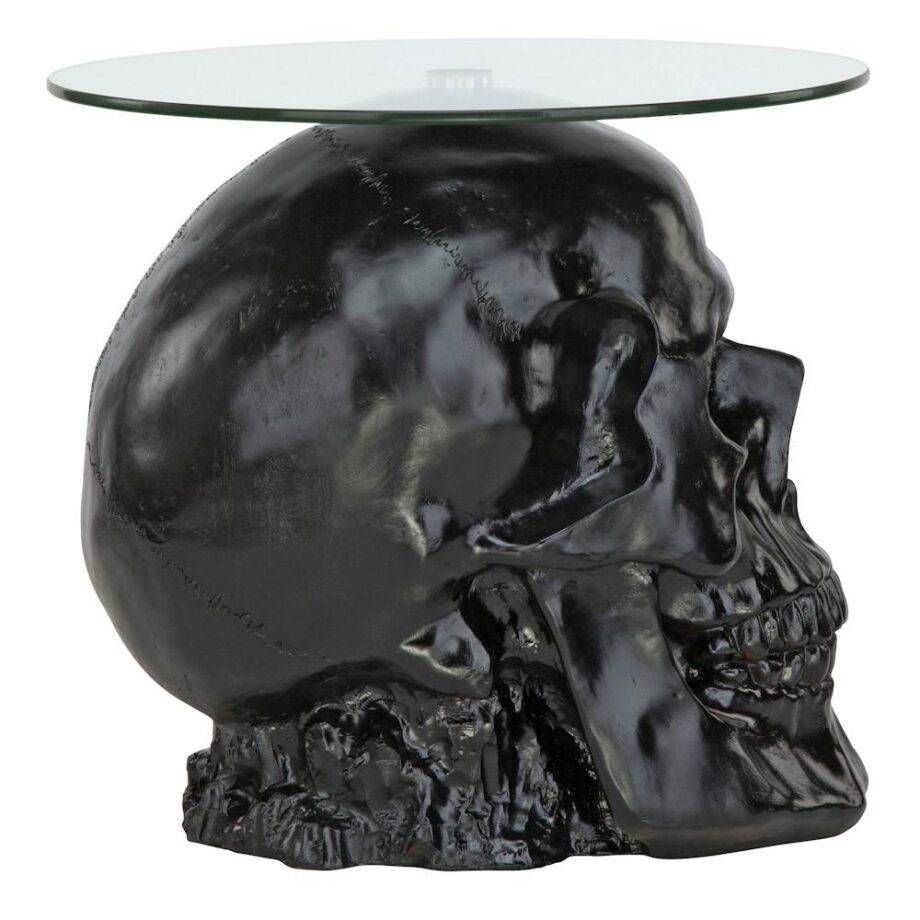 Lost Souls Gothic Skull Glass-Topped Table: Black