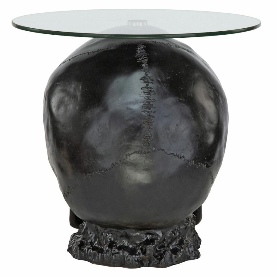 Lost Souls Gothic Skull Glass-Topped Table: Black