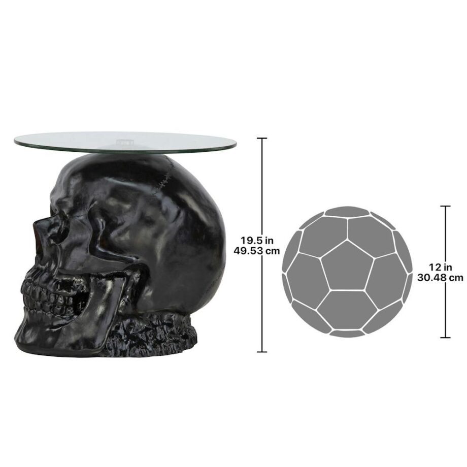 Lost Souls Gothic Skull Glass-Topped Table: Black