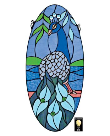 Majestic Peacock Oval Stained Glass Window TF9806