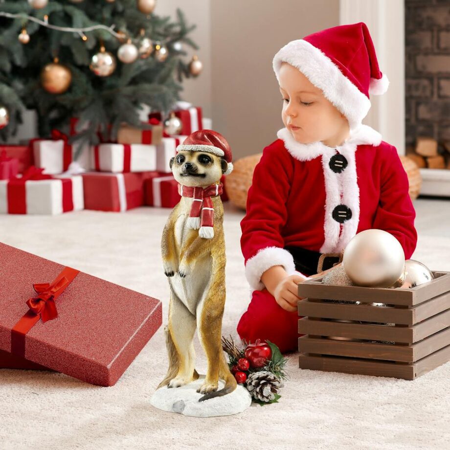 Merry Meerkat Holiday Greeter Statue QL57961