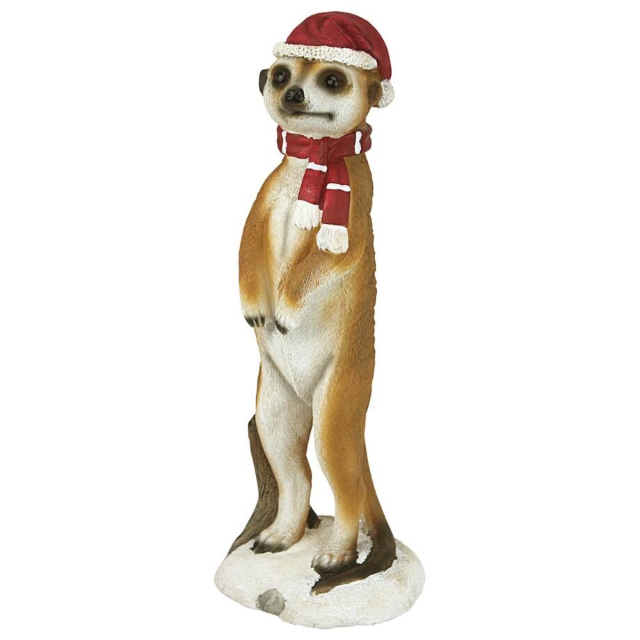 Merry Meerkat Holiday Greeter Statue