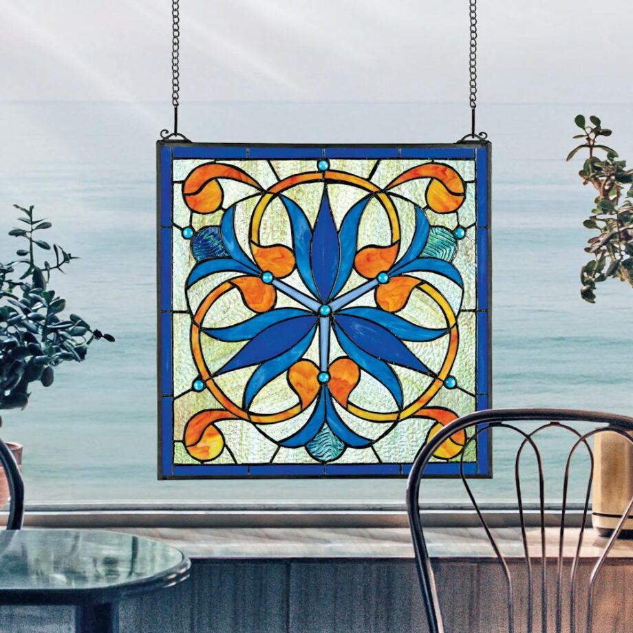 Mokara Orchid Trefoil Floral Stained Glass Window