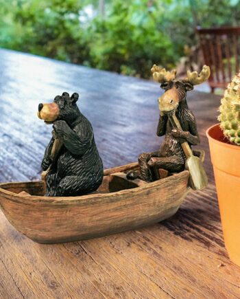 Moose and Black Bear in a Boat Statue HF665392