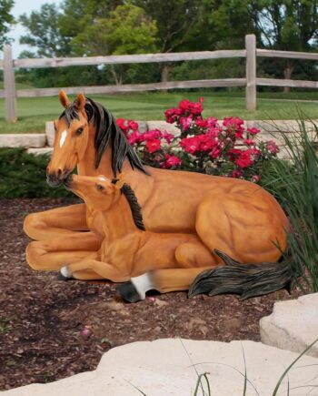 Motherly Love Pony Foal and Mare Horse Statue AL307690