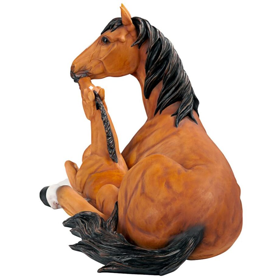 Motherly Love Pony Foal and Mare Horse Statue