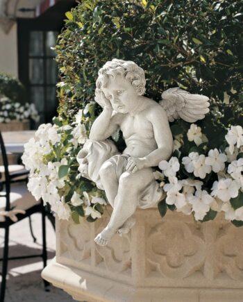 Mourning Mortality Sitting Cherub Sculpture NG33982