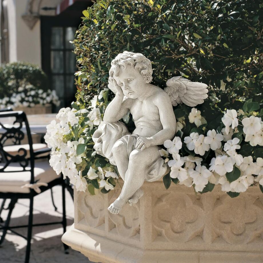 Mourning Mortality Sitting Cherub Sculpture NG33982