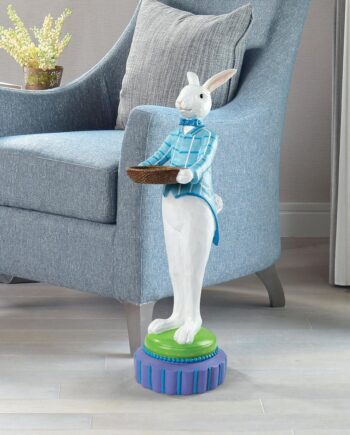 Mr. Eggsy at Your Service Easter Bunny Rabbit Butler Statue EU9355