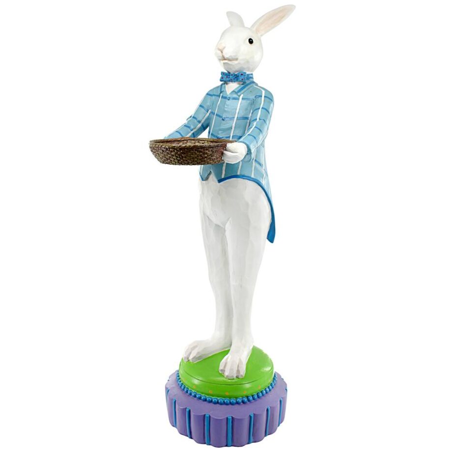 Mr. Eggsy at Your Service Easter Bunny Rabbit Butler Statue