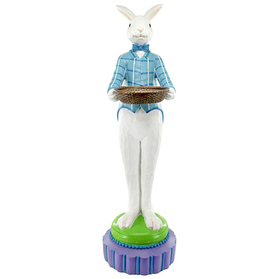 Mr. Eggsy at Your Service Easter Bunny Rabbit Butler Statue