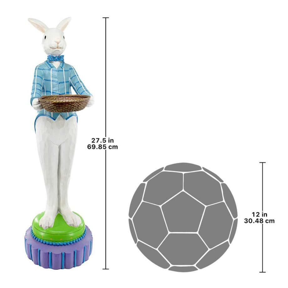 Mr. Eggsy at Your Service Easter Bunny Rabbit Butler Statue