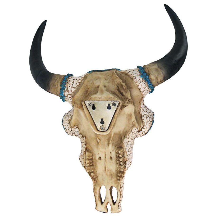 Mystic Plains Warrior Faux Gem Encrusted Cow Skull Wall Sculpture: Large