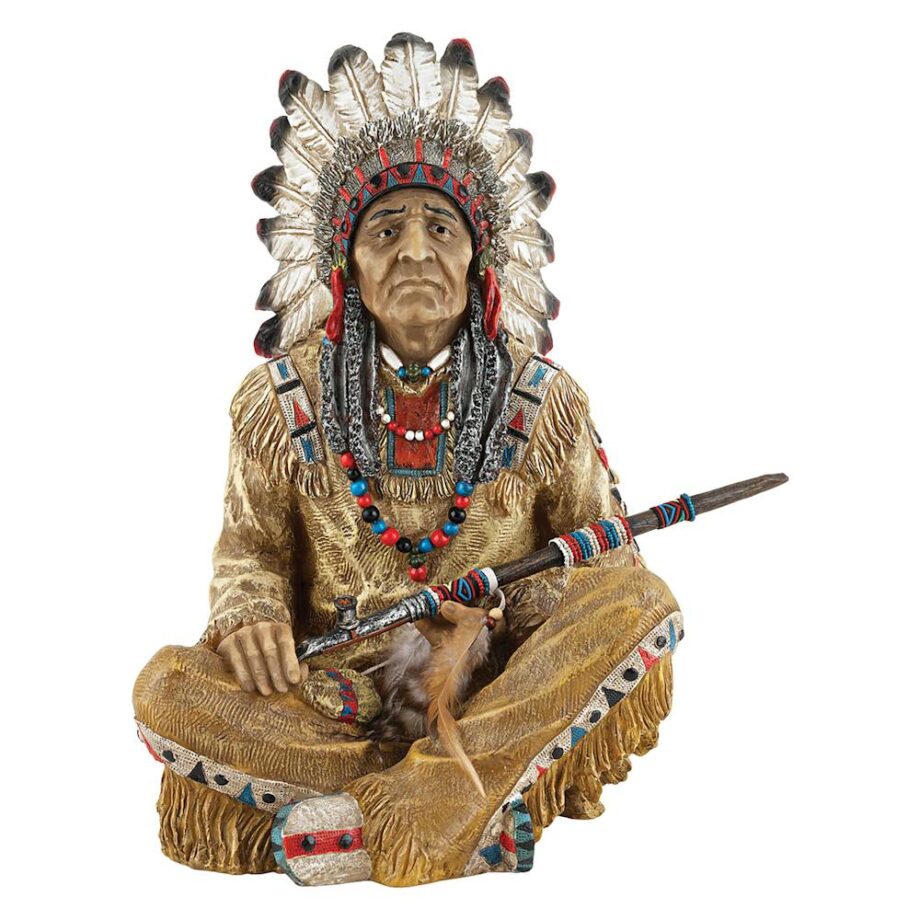 Noble Feathers Native American Indian Chief Statue