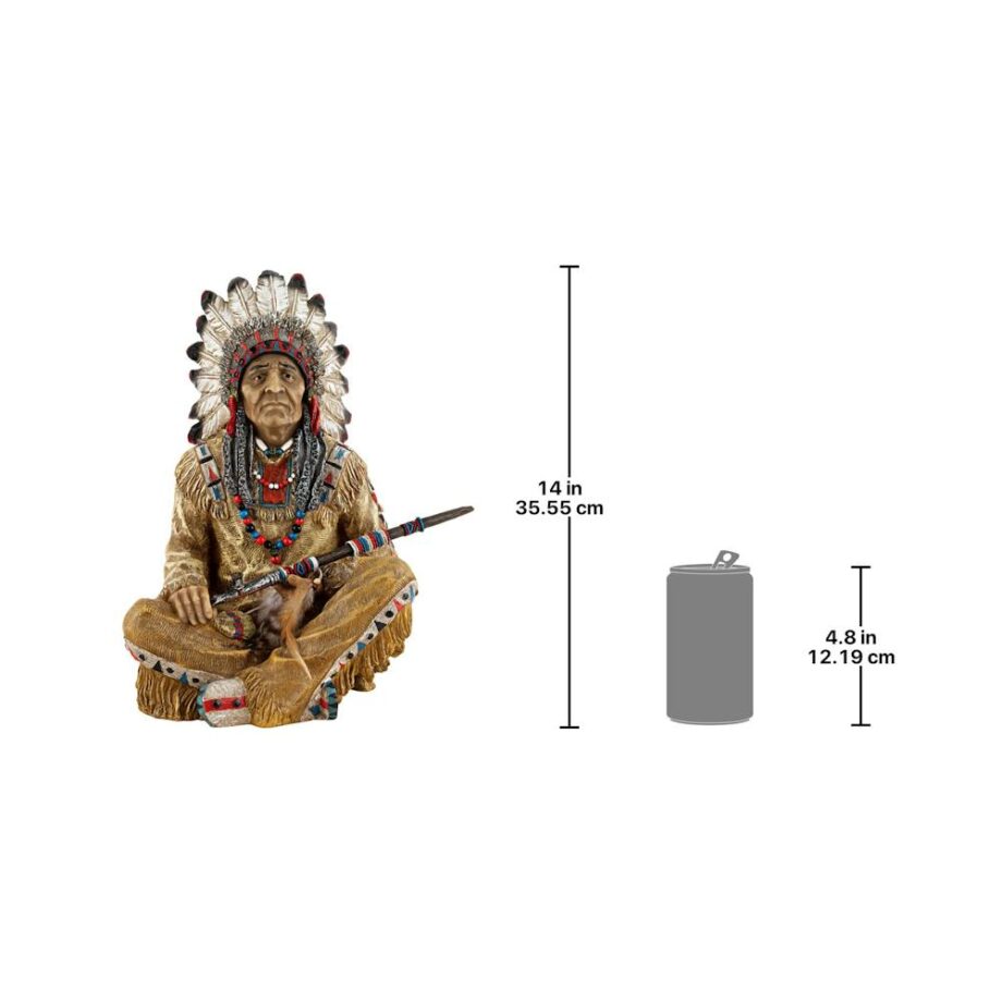 Noble Feathers Native American Indian Chief Statue