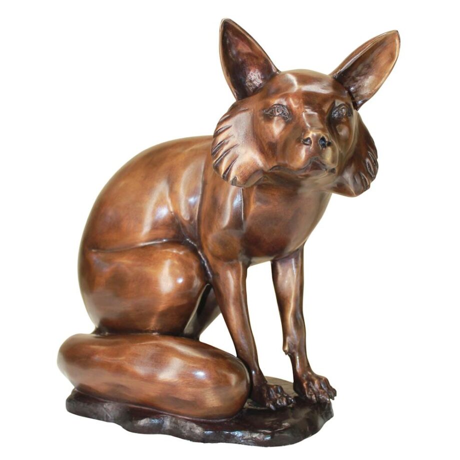 The Observant Sitting Fox Cast Bronze Garden Statue