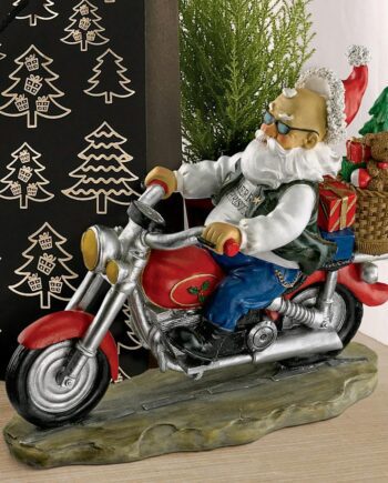 Old School Father Christmas Santa Biker Statue QM2821700