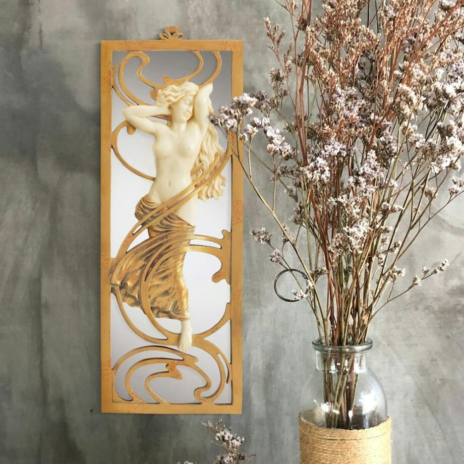 Parisian Salon Art Nouveau Mirrored Wall Sculpture: Each PD0508