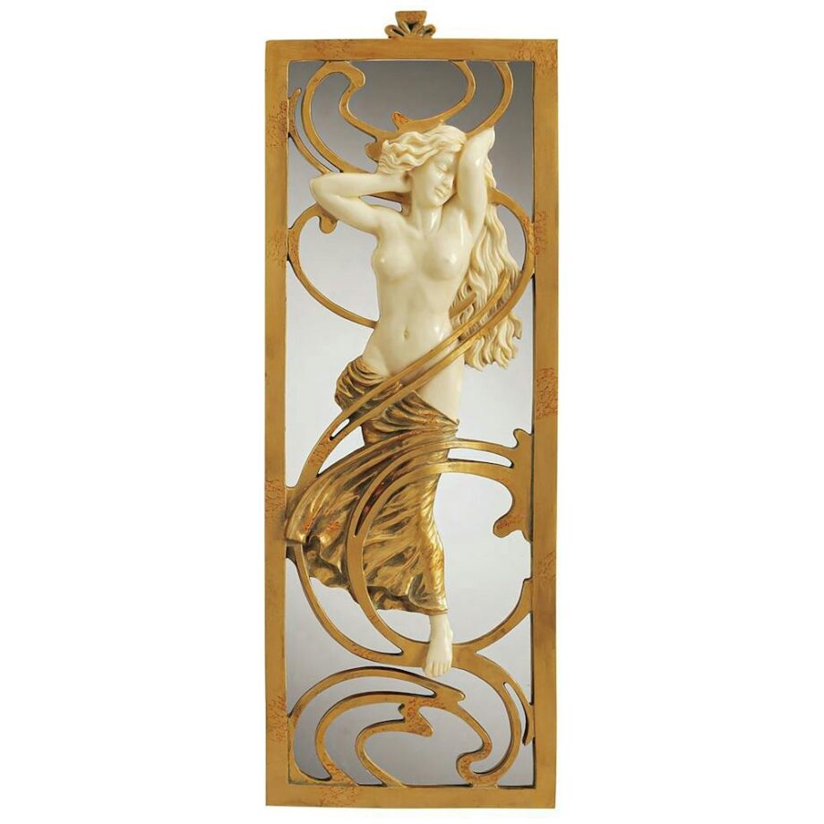 Parisian Salon Art Nouveau Mirrored Wall Sculpture: Each