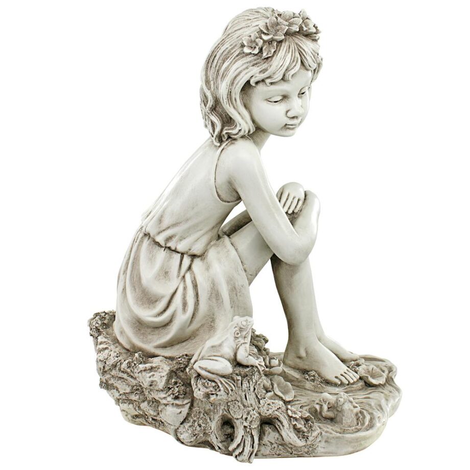 Pausing by the Pond Little Girl Garden Statue