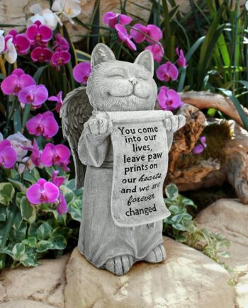 Paw Prints on our Hearts Memorial Cat Statue QL59385