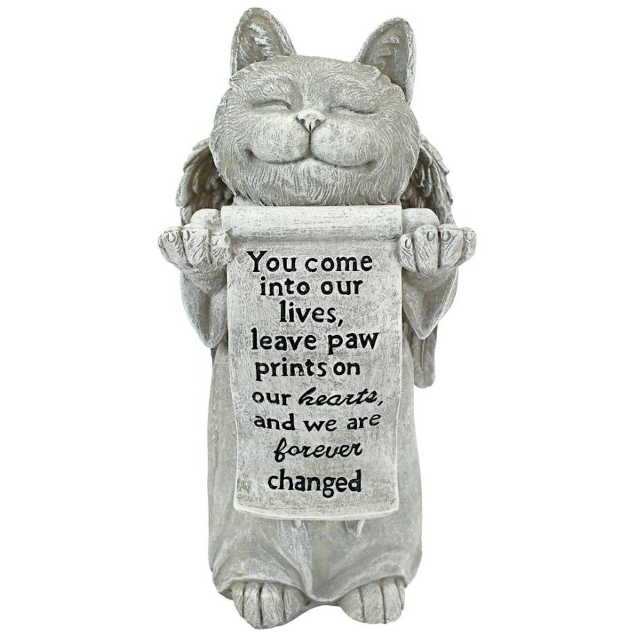 Paw Prints on our Hearts Memorial Cat Statue