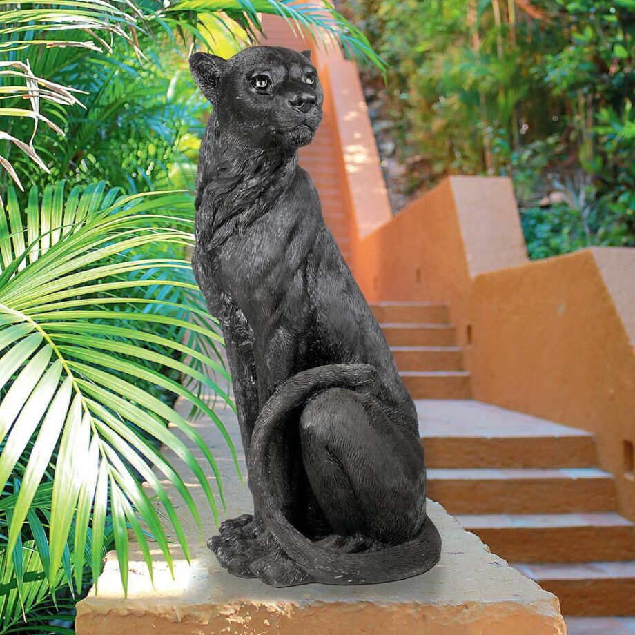 Pensive Panther Black Jaguar Statue JQ8762