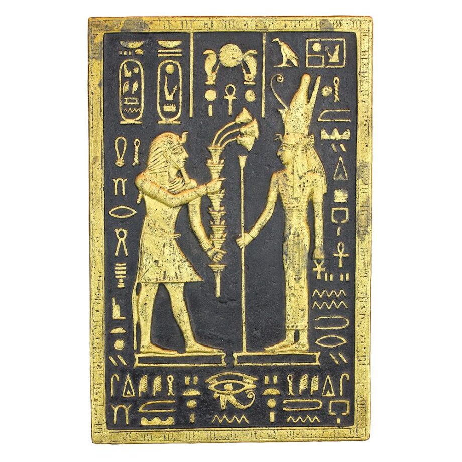 Pharaoh Seti Offering to the Goddess Mut Wall Sculpture NE170010