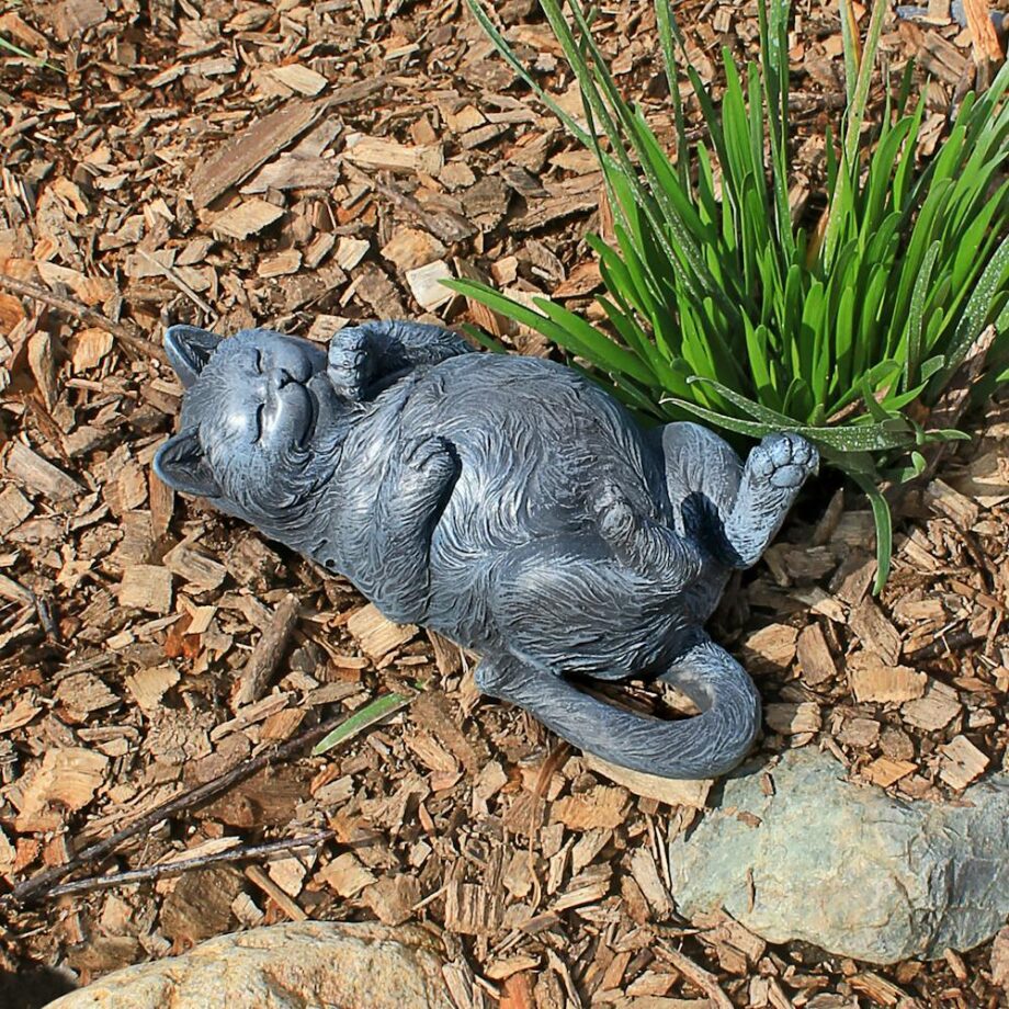 Playful Cat on Back Statue