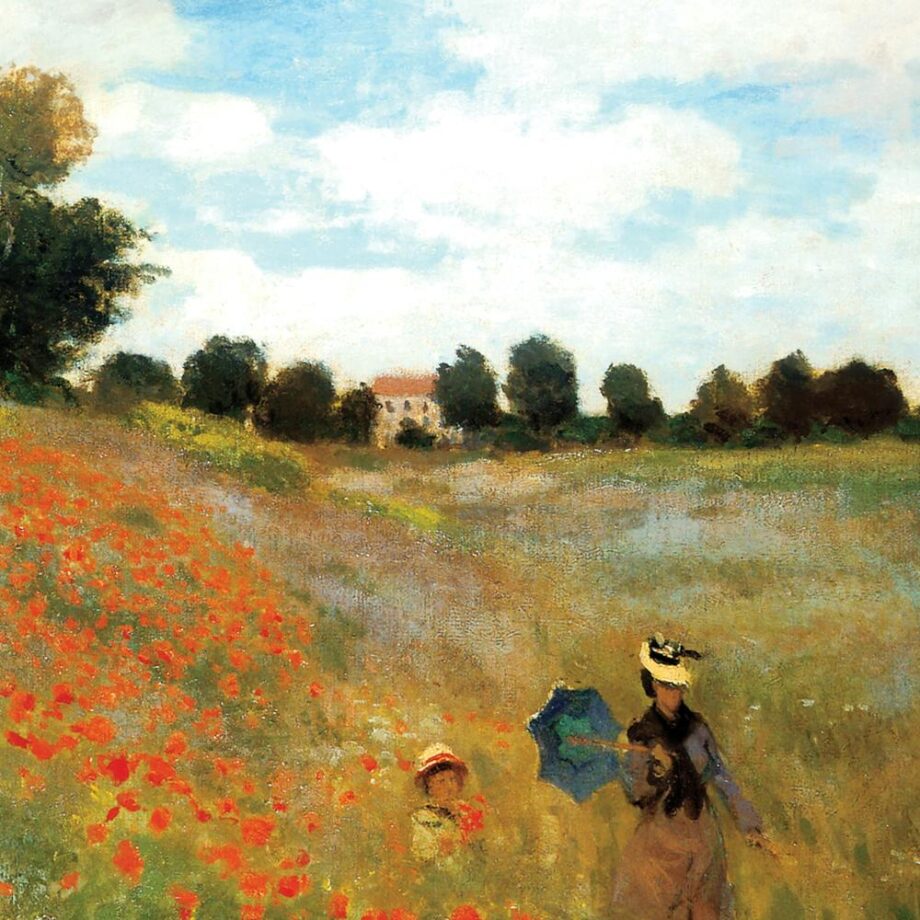 Poppy Field Framed Canvas Replica Painting: Small