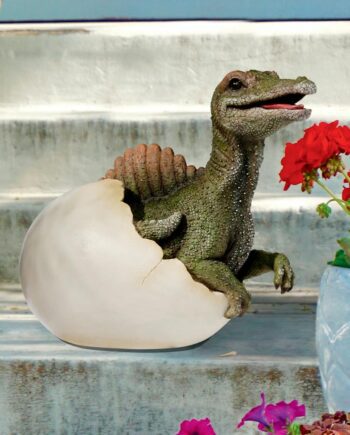 Prehistoric Spinosaurus Dinosaur Egg Hatchling Garden Statue QM2824700