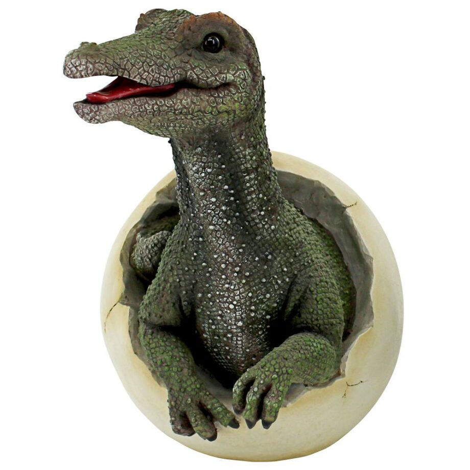 Prehistoric Spinosaurus Dinosaur Egg Hatchling Garden Statue