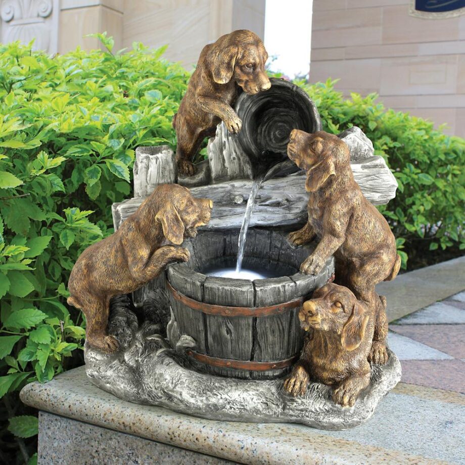 Puppy Pail Pour Garden Fountain SH382614