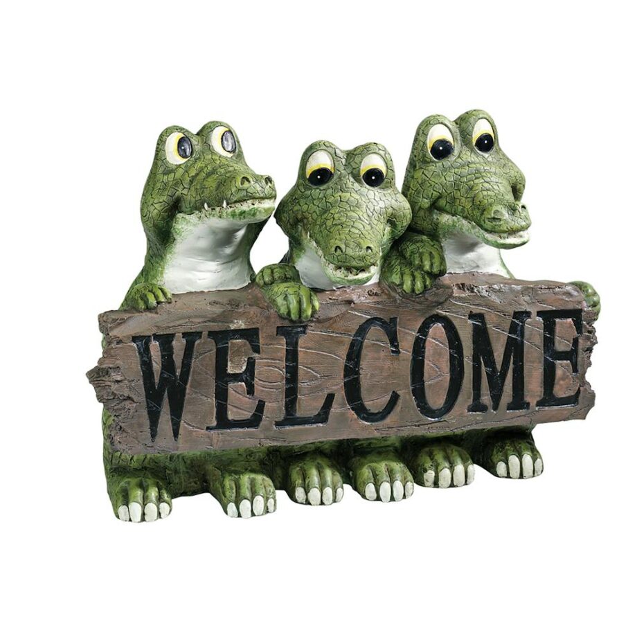 Ragin' Cajun Crocodile Welcome Sign Statue