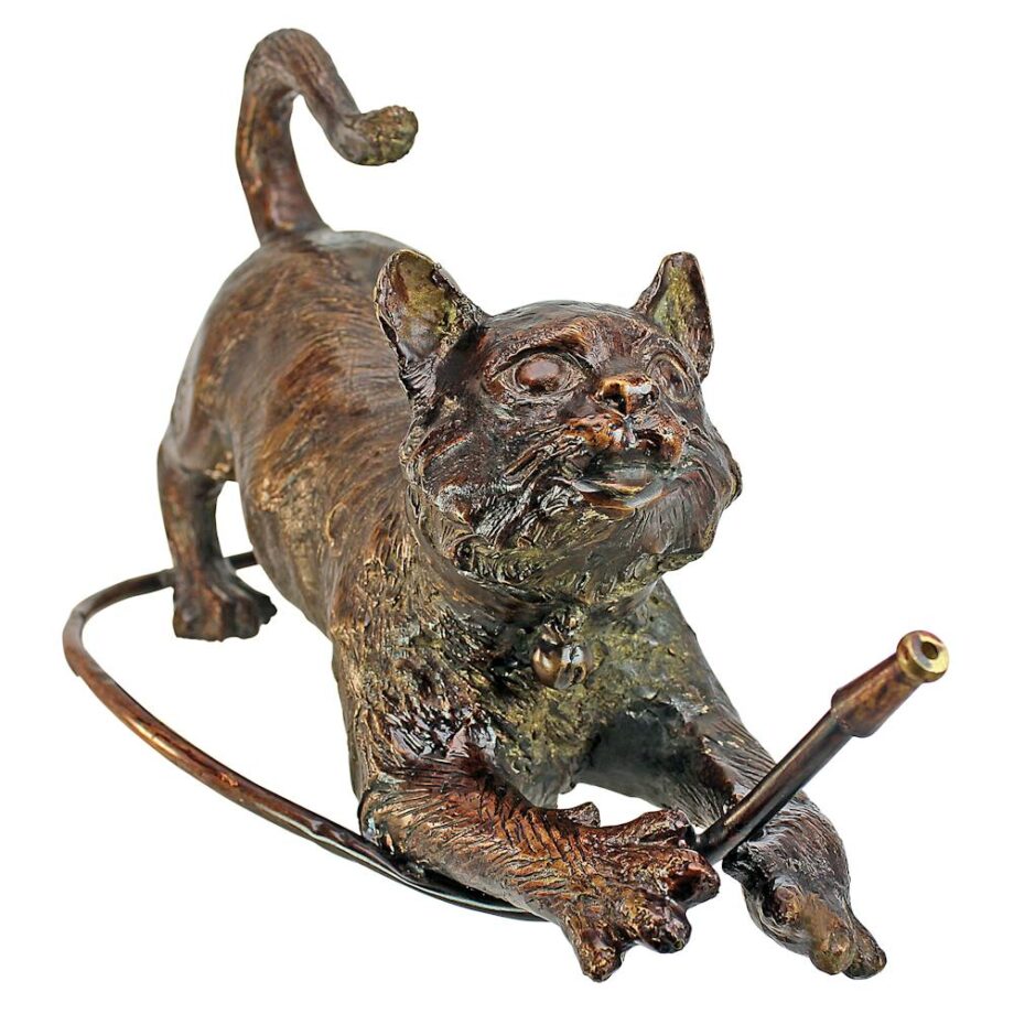 Raining Cats Piped Bronze Garden Statue